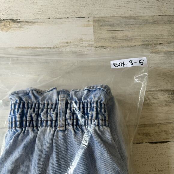 🍁 Zara Denim Mini Overalls Romper Raw Hem Snap Closure Cotton Light Wash Summer - Picture 16 of 16